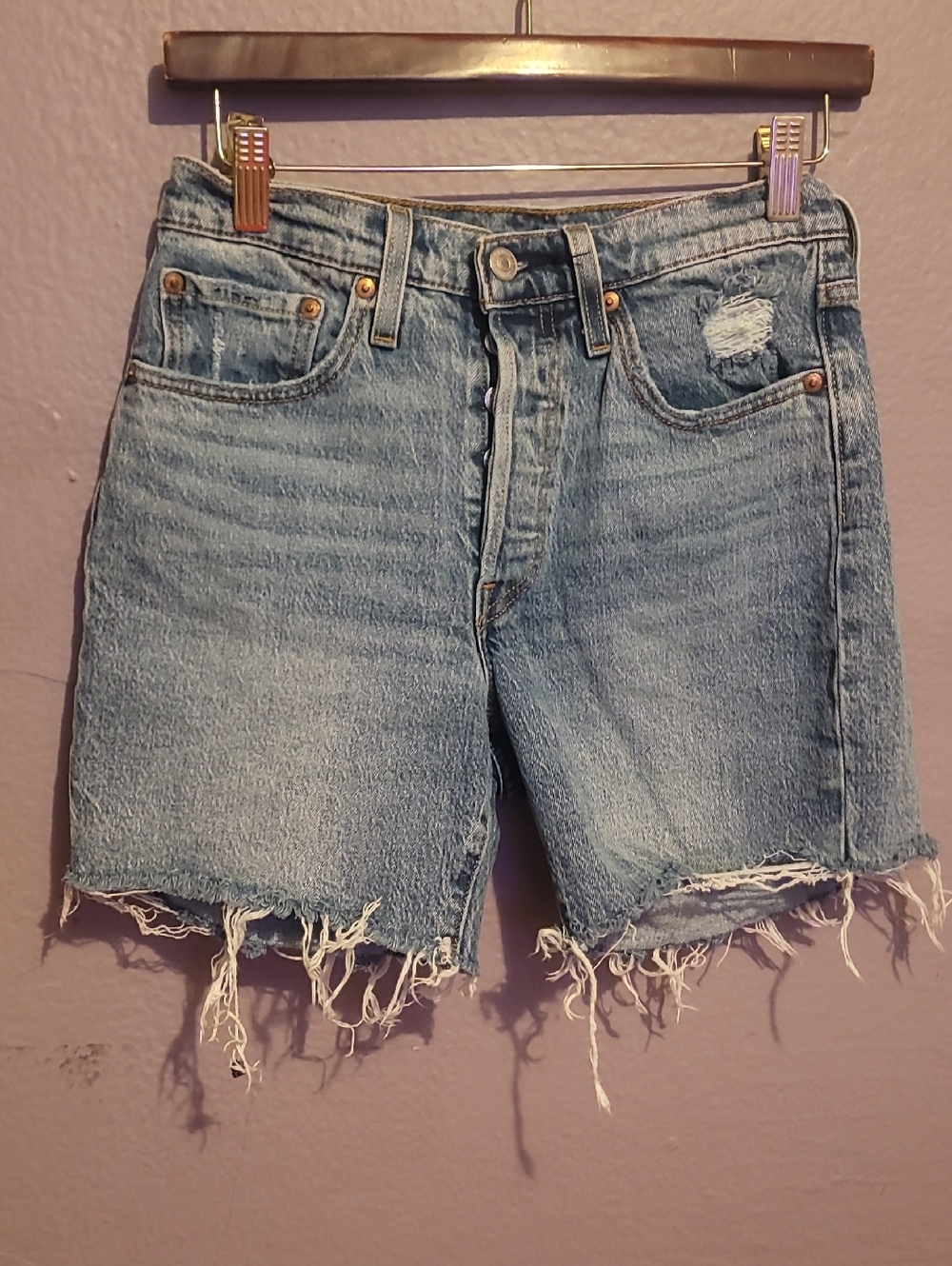Levi's Light Blue Distressed Denim Cutoff Shorts